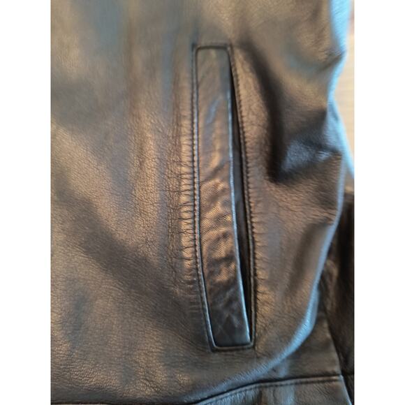 Wilson Leather jacket Men's Size XL Black Collared Full zip Pockets Lined Coat - Picture 7 of 16